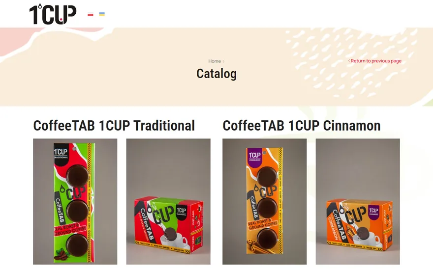 CoffeeTAB 1CUP — экран 2